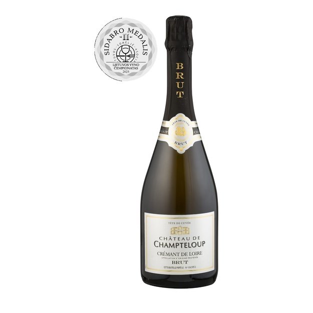 Sausas baltas putojantis vynas CHATEAU DE CHAMPTELOUP Cremant De Loire AOC Brut, 0.75 L, Prancūzija