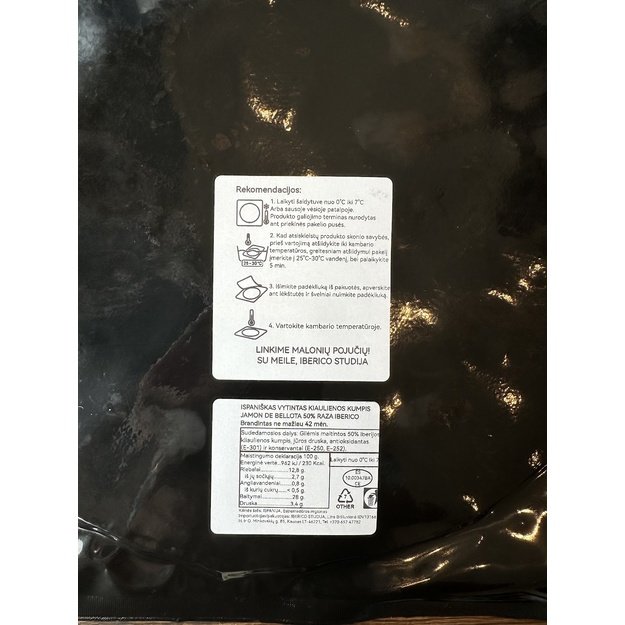 Jamon de Bellota Ibérico 50% pjaustytas peiliu, 60 g, Ispanija