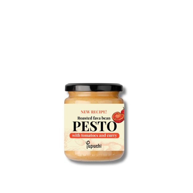Keptų pupelių pesto Pupuchi su pomidorais ir kariu, 100 g, Latvija