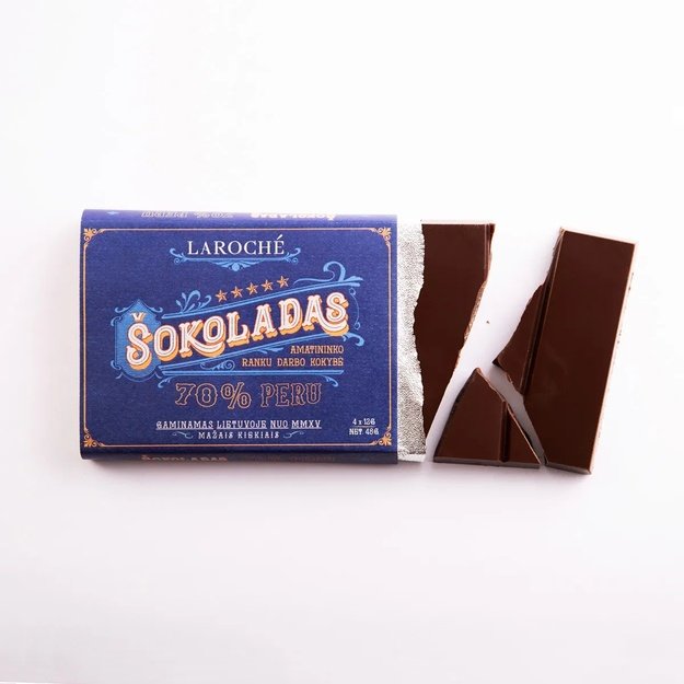 Juodasis šokoladas Laroché Vintage 70 % Peru, 50 g, Lietuva