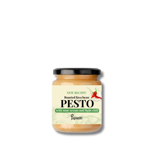 Keptų pupelių pesto Pupuchi su grietine ir lengvu čili pipiru, 100 g, Latvija