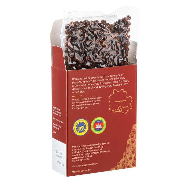 Raudonieji Kampoto pipirai malimui, vakumo pakuotėse, 40  g, Kombodža