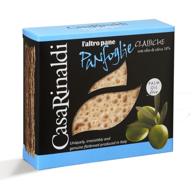 Plonosios duonelės Panfoglie su alyvuogių aliejumi, 100 g, Italija