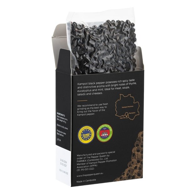 Juodieji Kampoto pipirai malimui, vakumo pakuotese, 40 g, Kombodža