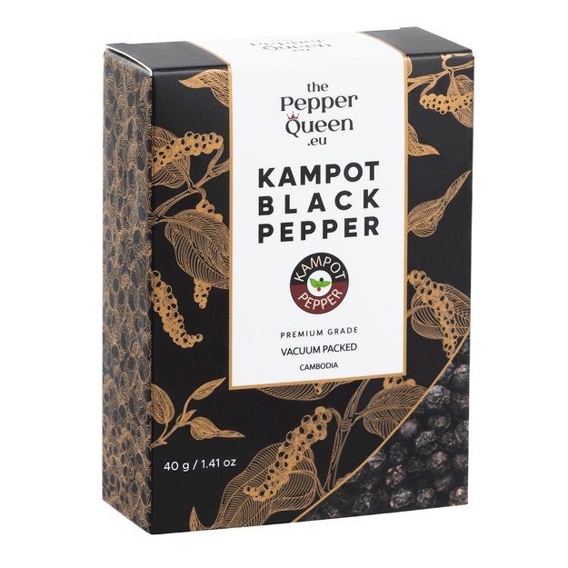 Juodieji Kampoto pipirai malimui, vakumo pakuotese, 40 g, Kombodža