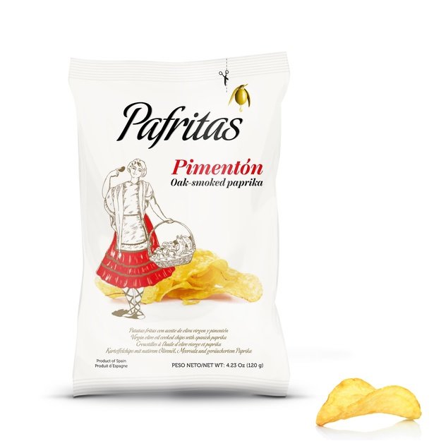 Bulvių traškučiai su ąžuolo dūmuose rūkyta paprika, 120 g, Ispanija