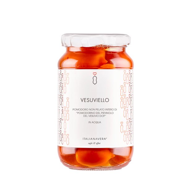 Piennolo vyšniniai pomidorai iš Vezuvijaus, vandenyje su druska, 520 g, Italija