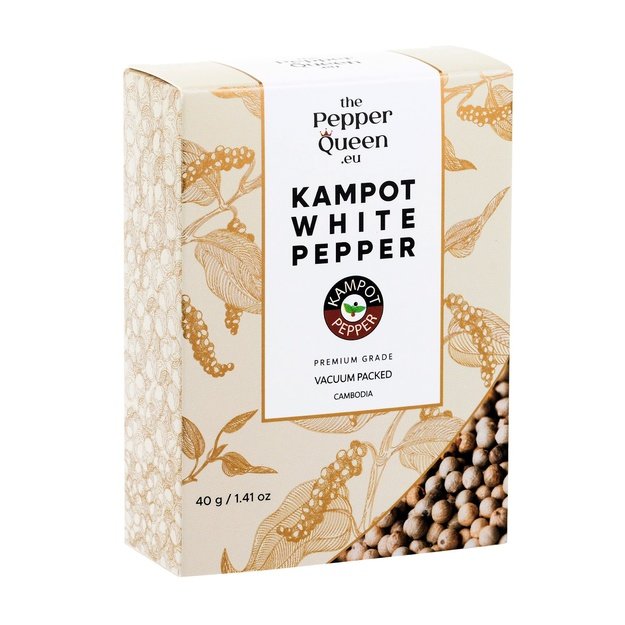 Baltieji Kampoto pipirai malimui, vakumo pakuotėse, 40 g, Kombodža